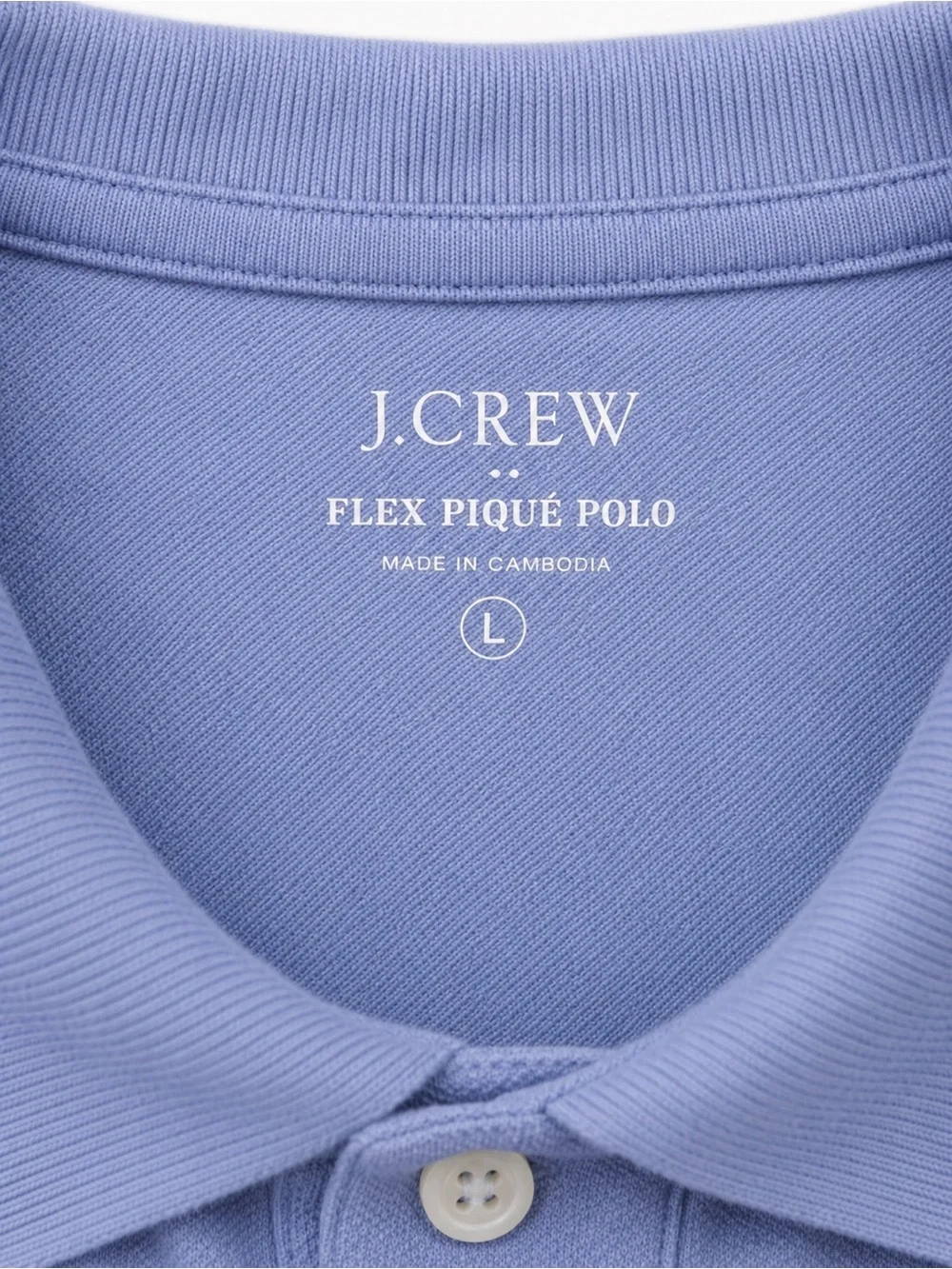 J. Crew Mens Large Flex Pique Polo Shirt Periwinkle Blue Short Sleeves